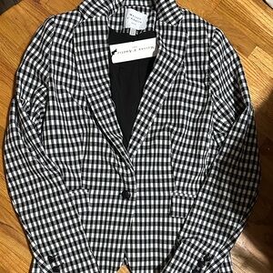 Black and White Checkered Women's Blazer